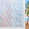 rabbitgoo Rainbow Window Privacy Film Decorative Stained Glass Diamond Pattern Window Sticker with Iridescent Tint Non-Adhesive Static Cling for Home Office Crystal Pattern, 23.6 x 78.7 inch