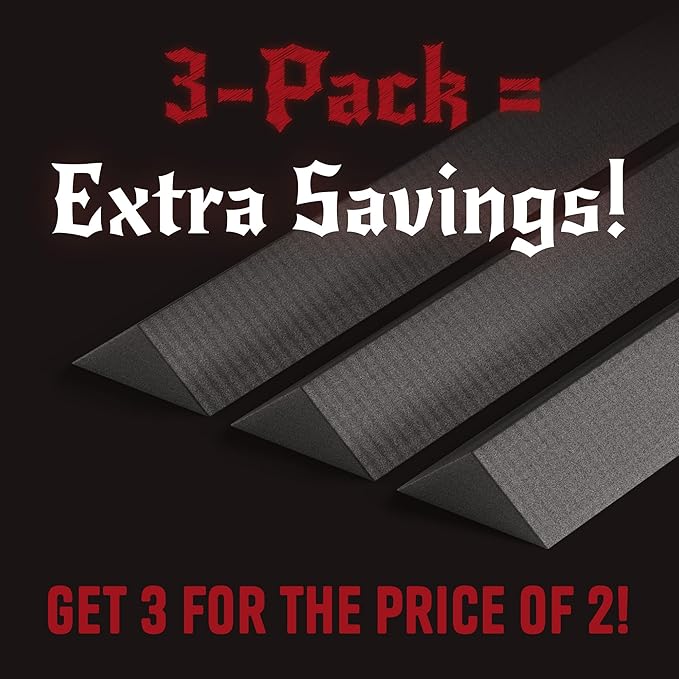 The Foamory's Instant Edge EVA Foam Pre Cut Low Profile Triangle Bevel. 5-30mm x 1M Black EVA Beveled Trim Saves Time on Cosplay, Costume Edges and Armor Detail. High Density 85kg/m³ Craft Foam Dowel
