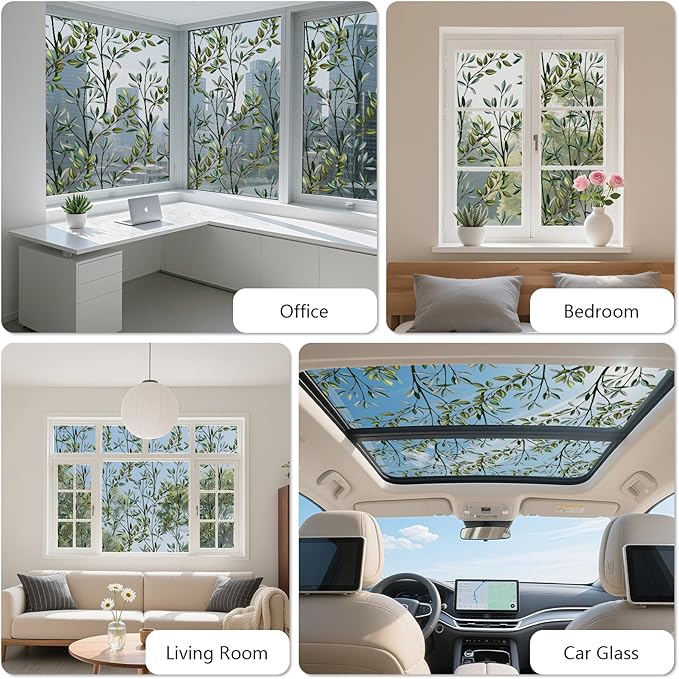 NINETREX One Way Window Privacy Film, Daytime Privacy Static Cling Sun Blocking Anti UV Reflective Window Tint for Home and Office 17.5 x 157.4 inches, Silver Leaf