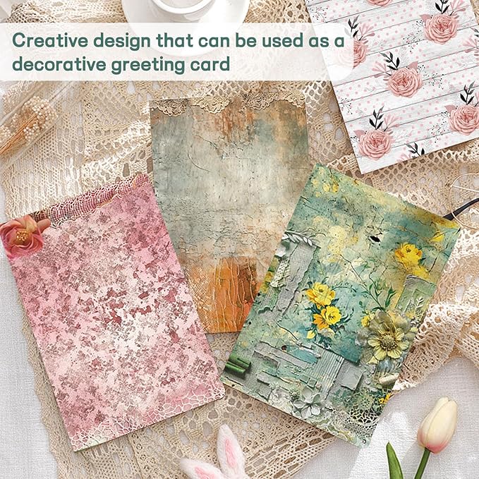 Scrapbook Paper 12x12 inch, 24 Sheets DIY Origami Decorative Craft, Double sided printing, Photo Album Decor Wooden-free Paper for Gift Wrapping Card Making Collage Album Decorative (Green)