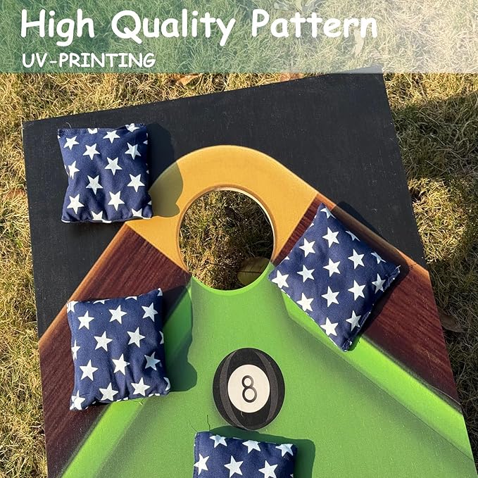 4×2FT Cornhole Board Set,Wooden Corn Hole Games for Adults Bean Bag Toss Game Set, with Corn Hole Bags Set 8,2 Cornhole Boards and a Carrying Case for Wedding/Party/Outdoor/Hiking/Yard