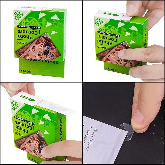 Aneco 3 Pack Transparent Photo Corners Clear Picture Mounting Corner Stickers for DIY Album, Scrapbook, Journal, 500 Pieces/Pack