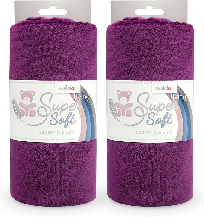 kullaloo Plush Fabric | Solid Plum Minky Fabric for Sewing (Pack of 2) | Super Soft Cuddle Material | 39.5x29.5 | Plushies, Baby Blankets, Pillows, Dog Beds, Cat Beds, Baby Accessories, Apparel