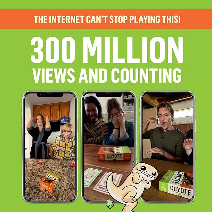 Exploding Kittens Coyote Created by Tim Ferriss, Special Edition Large Box: Includes 6 Unique Action Cards: a Party Game for 3-8 Players, Ages 10 and Up, Great for Family Night