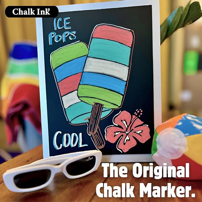 Chalk Ink Chisel Tip Wet Wipe Chalk Markers (Maui Surf, 6mm, 6 Pack)