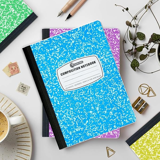 Rosmonde 5000 Pack (Pallet) Composition Notebooks Bulk, Wide Ruled, 200 Pages (100 Sheets), 9-3/4 x 7-1/2, Bulk Supplies for School Districts, Wholesale Orders, Educational Centre, 4-7 Days Transit
