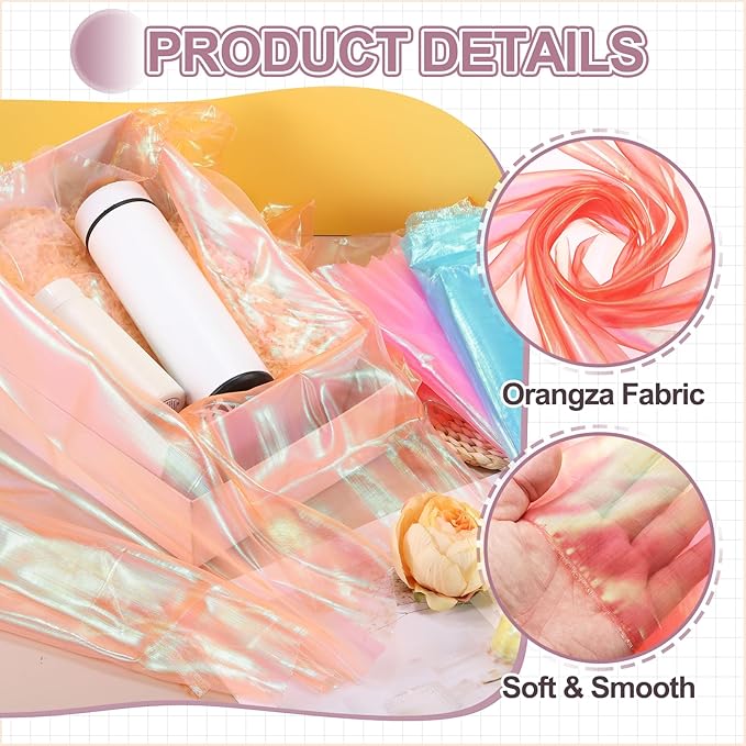 MECCANIXITY Iridescent Sheer Organza Fabric, 2 Yards x 59 Inches Solid Laser Holographic Shiny Fabric Organza Cloth for Wedding, Curtains, Costume, Photo Background, Red