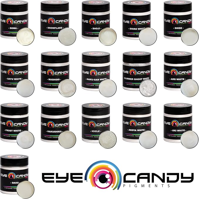 Eye Candy Pigments Premium White Mica Powder - Snowflake (50gr) - for Epoxy, Resin, Soap, Paint, Woodworking, Acrylic Pouring, Bath Bombs, Fishing Lures - DIY Arts and Crafts Additive