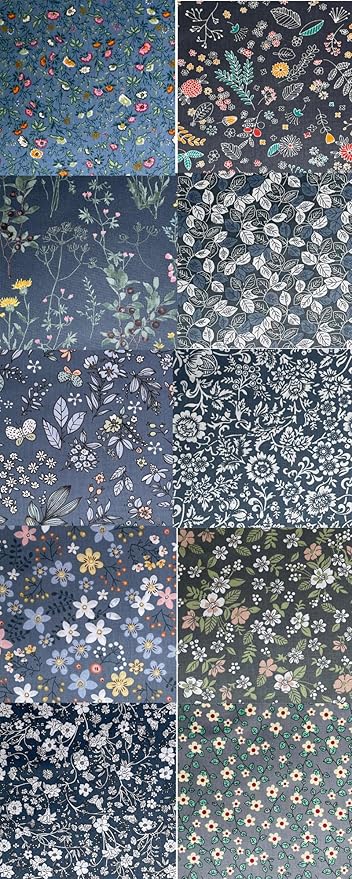 HANPATQUI 50PCS 5 x 5 inch Grey Printed 100% Cotton Fat Quarters Fabric for Sewing and Quilting Bundles Precut Fabric Square for DIY Craft Patchwork