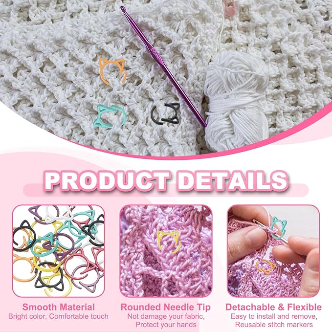 uxcell 50pcs Stitch Markers, Spiral Stitch Markers Crochet Needle Clip Counter Knit Ring Crochet Locking Sewing Accessories for DIY Handcraft Knitting and Crocheting, Black