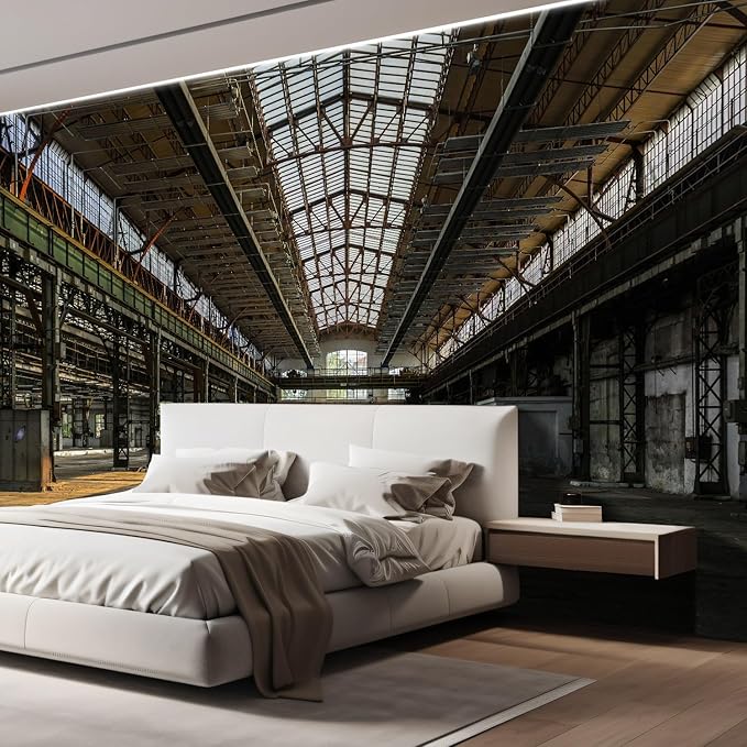 wall26 - Industrial Interior of an Old Factory Building - Removable Wall Mural | Self-Adhesive Large Wallpaper - 100x144 inches