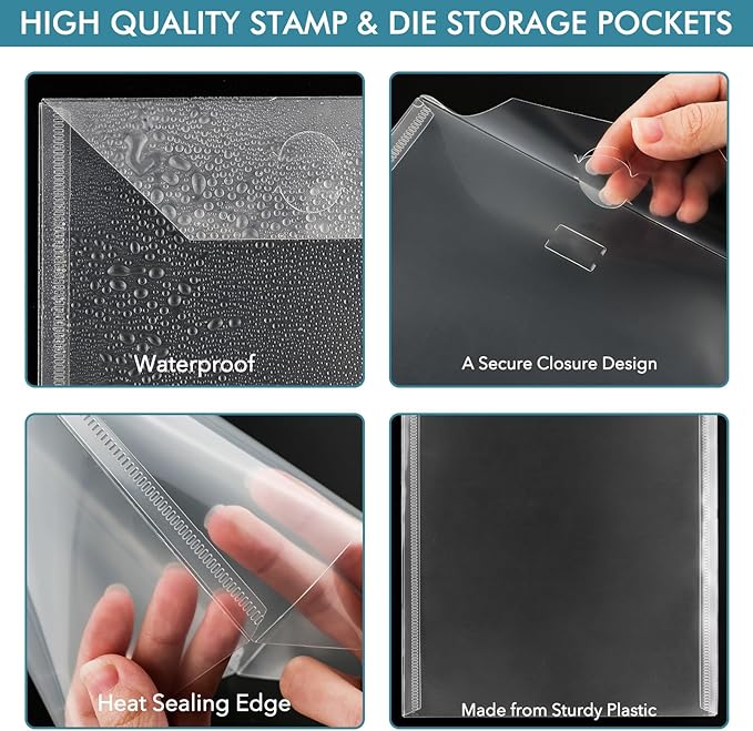BAOFALI 150 Pcs/Set 5 Sizes Clear Stamp and Die Storage Pockets, Stamp Storage Bags, Plastic Envelopes, Scrapbooking Storage Die Cuts for Stencil Storage Card Making Cutting Dies