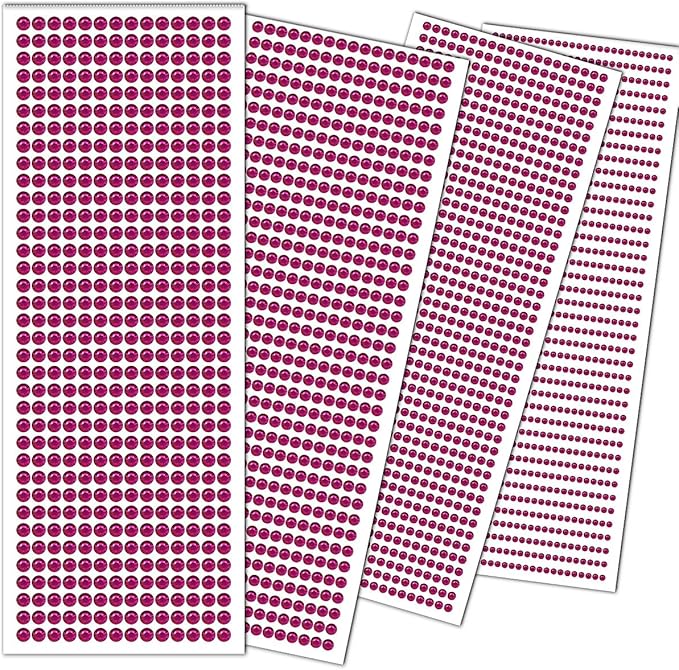3090 Pcs 4 Sheets Rhinestone Stickers 3/4/5/6 mm Self Adhesive Craft Rhinestones Gems for Face Eyes Makeup Hair Body (Rosered-3/4/5/6mm)