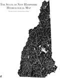 Muir Way Hydrological River Map of New Hampshire - Watershed Topographic Wall Art for Home, Office, or Travel Decor - Unframed Flat Paper Print, 24x30