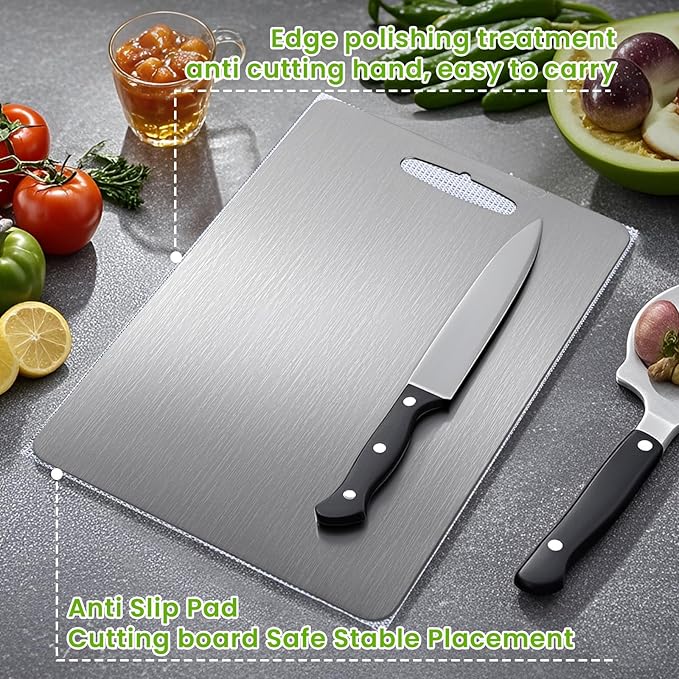 Titanium Cutting Board, 2025 New Upgrade 100% Pure Titanium Cutting Boards for Kitchen, Hygiene & Durability Non Stick Chopping Board, Double sided Cutting Mat, Easy to Clean (13 * 9)