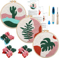 Anidaroel 3 Sets Punch Needle Kits - Beginner Adults Kit with Fabric, Hoops, Yarns and Sewing Needles