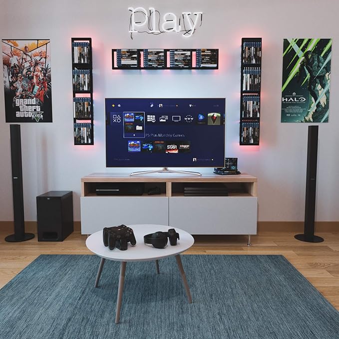 You Have Space Black Floating Shelves for Wall, 34 Inch Video Games CD DVD Storage Shelves, Cube Storage Organizer Shelf Set of 3