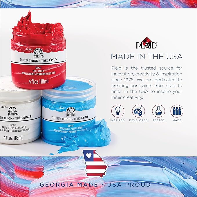 FolkArt Super Thick Acrylic Paint with a Textured Finish, Medium Blue, 4 oz