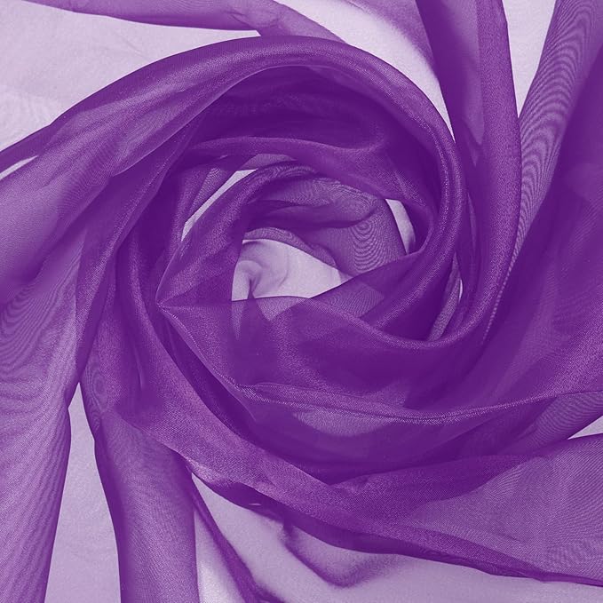 MECCANIXITY Iridescent Sheer Organza Fabric, 10 Yards x 59 Inches Solid Holographic Shiny Fabric Organza Cloth for Wedding, Curtains, Costume, Photo Background, Dark Purple