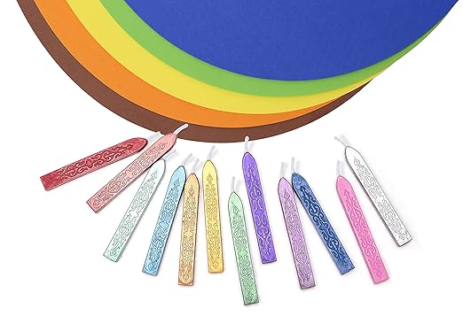 12 Pieces Sealing Wax Sticks with Wicks for Letter Seal Wax Stamp,Wedding Invitations, Packaging Decoration,Christmas Gift Ideas (Color A)