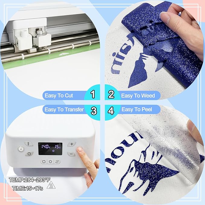 Red Glitter Heat Transfer Vinyl 12Inch*6FT Glitter Iron on Vinyl for T Shirts Easy to Cut and Weed Compatible with All Cutter Machines HTV Iron on Vinyl for Cricut(Red 12Inch*6FT)