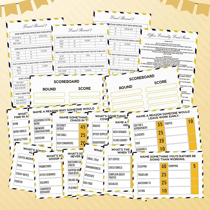 Office Party Friendly Feud Game with 2 Answer Buzzers, Team Building Feud Cards for Family Game Night Fun Trivia Quiz for Work Staff Coworkers Groups