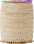 Mandala Crafts Beige Stretch Lace Soft Elastic Trim Roll - 55 Yards 1 Inch Wide Stretchy Frilly Picot Ribbon for Sewing Lingerie, Headbands, Underwear, and Crafts