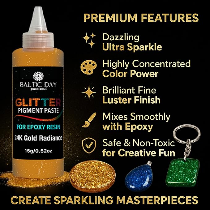 50 Color Glitter Pigment Paste for Epoxy Resin, Mica Metallic Resin Pigment Set, Epoxy Dye Paste & High Concentration Mica Powder for Epoxy Art, Jewelry, Tumblers, Coasters & Crafts