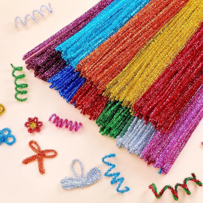 Eppingwin 1000pcs Pipe Cleaners, Glitter Pipe Cleaners Craft Supplies, 10 Colors Chenille Stems for DIY Arts Crafts Project