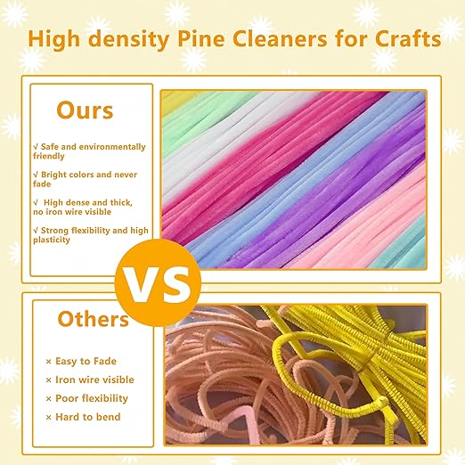 Pipe Cleaners Craft, 400pcs Pipe Cleaners with Flower Stems, Floral Tape, Ribbon, for Flower Bouquet DIY-Sunflower