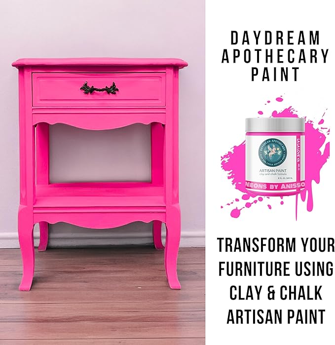 Daydream Apothecary Premium Chalk Style Paint for Furniture, Home Décor, Wood, DIY Interior Projects, Quick Dry, No Prep or Prime Needed, Matte Hot Pink - 8oz