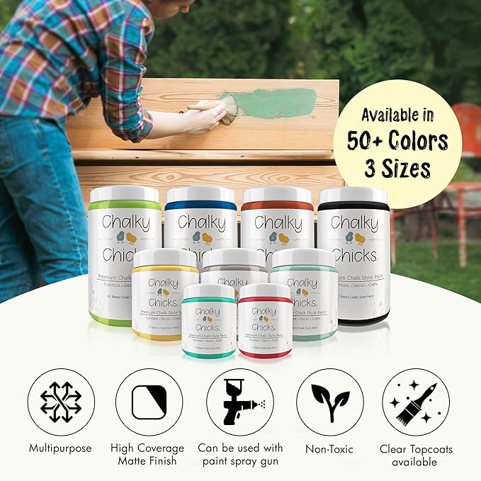 Chalky Chicks All-in-One Chalk Paint for Furniture or Cabinet - 16 Fl Oz - Matte Finish Daisy (Light Yellow) for Metal, Wood Furniture Paint - No Sanding All-in-One for Home Decor & Crafts, USA Made