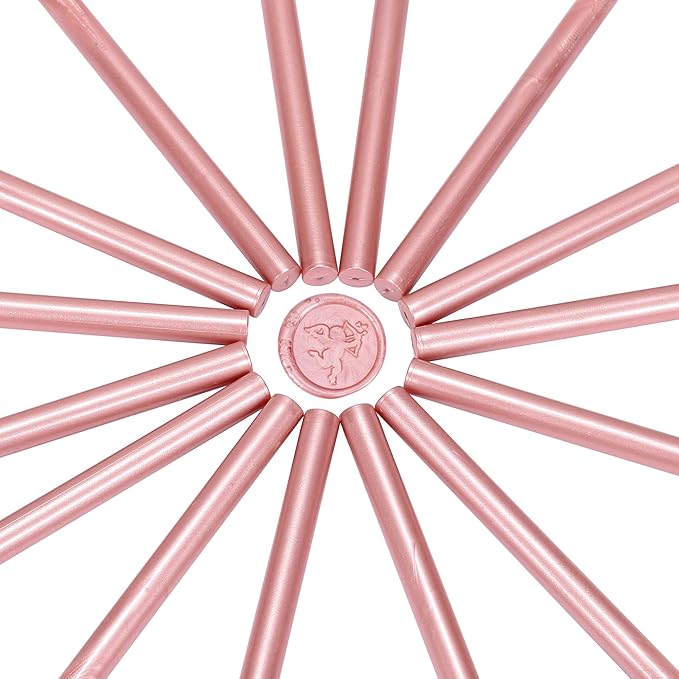 Yoption 15 Pieces Rose Gold Glue Gun Sealing Wax Sticks for Wax Seal Stamp, Great for Wedding Invitations, Envelopes, Cards, Christmas Gift Ideas, Wine Packages (Rose Gold)