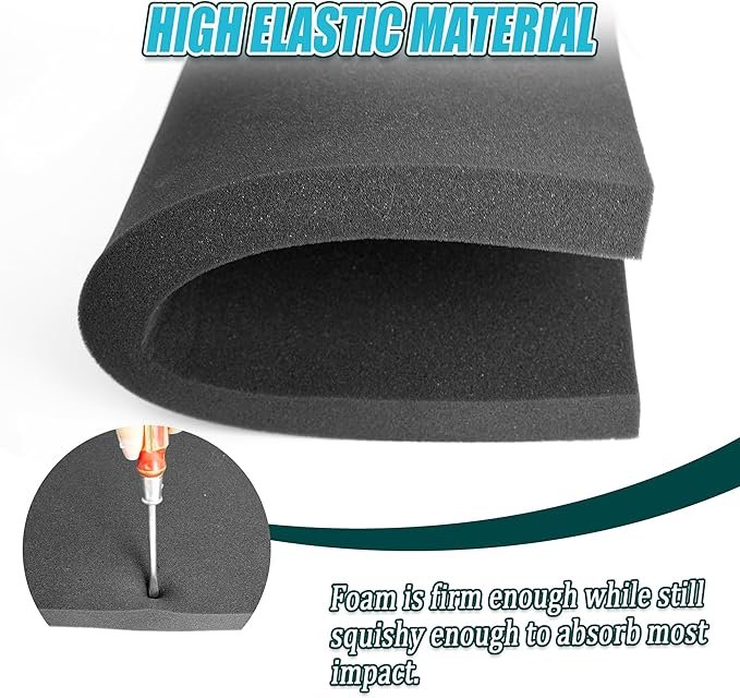 Black Packing Foam Sheets- 8PCS Cuttable Polyurethane Foam Pads Polyurethane Cushioning Inserts Black Foam Board for Packing Cases and Crafts- 16" X 12" X 1" (8)