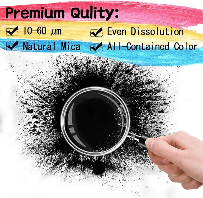 [60g White + 40g Black] Mica Powder - 100g Mica Powder for Epoxy Resin - Pigment Powder Dye for Resin/Eye Shadow/Soap Making/Nails/Bath Bombs etc.