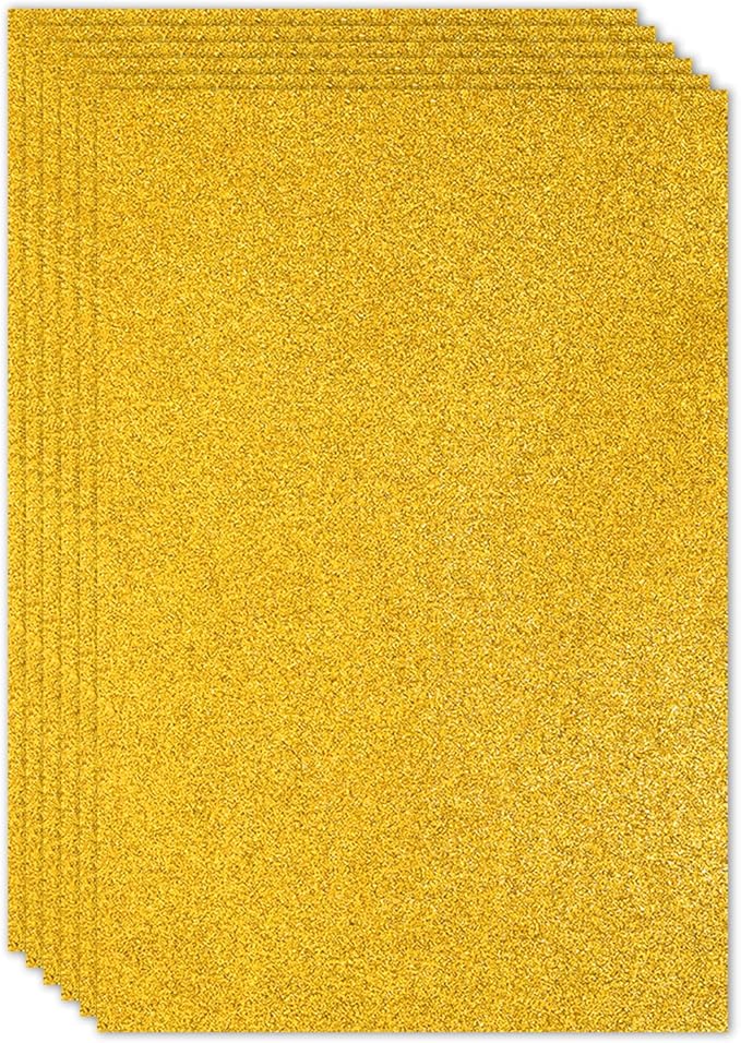 PATIKIL 2mm(1/10") Thick Non Adhesive Glitter Foam Sheet 16x24inch(40x60cm) Yellow, EVA Shiny Foam Board for Craft, 6 Pcs