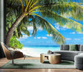 AFZEVEB-Beach Wall Mural Tropical Palm Tree Landscape Wallpaper for Bedroom 159"x107"(Not Peel and Stick)