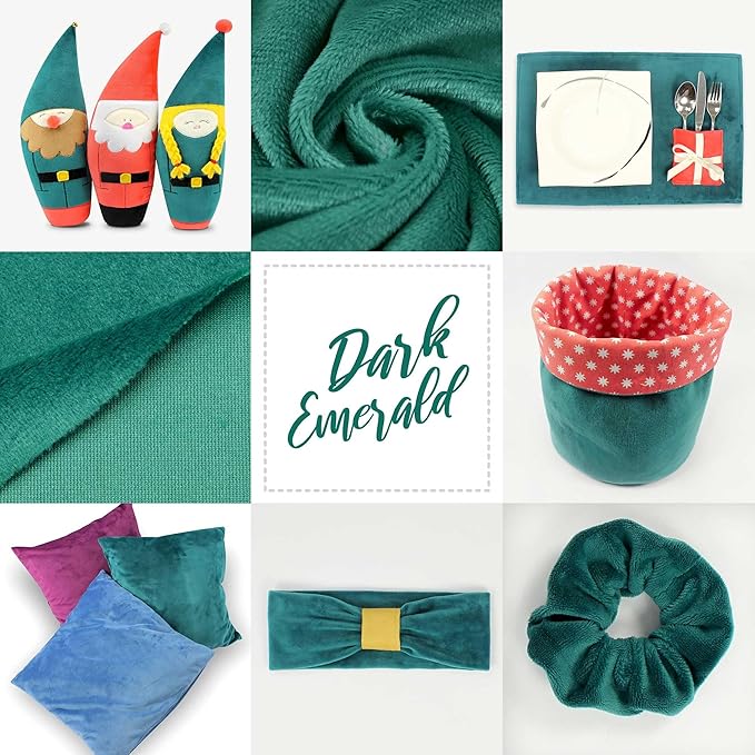 kullaloo Plush Fabric | Solid Dark Emerald Minky Fabric for Sewing (Pack of 2) | Super Soft Cuddle Material | 39.5x29.5 | Plushies, Baby Blankets, Pillows, Pet Beds, Baby Accessories, Apparel