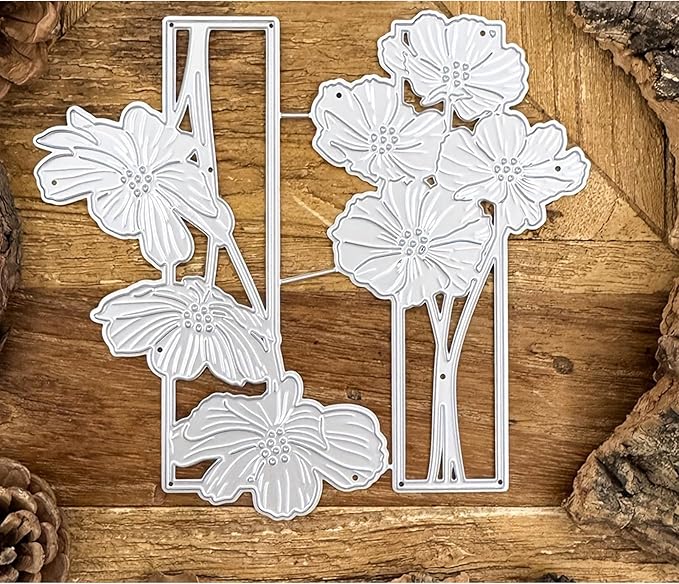 Lapoo Flowers Metal Cutting Die for Scrapbooking - Durable, Cut Stencils for DIY Scrapbook Photo Album Decorative Paper Card, Card Making Supplies, Embossing (Poppy Flower Frame 4.9 x 4.5 in)