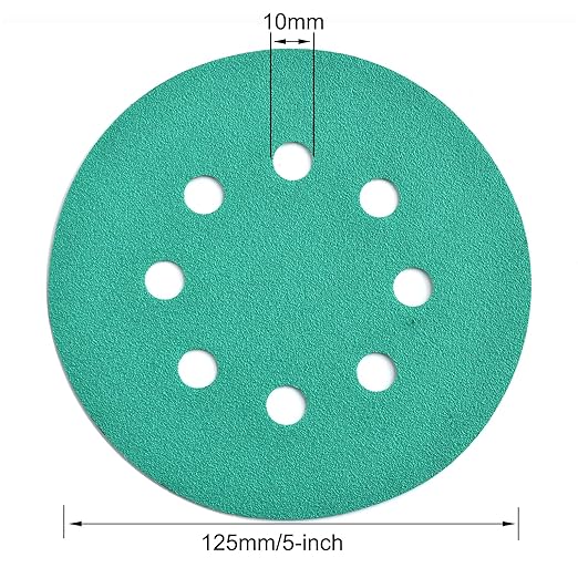 5-Inch 8-Hole Wet Dry Sanding Discs 150 Grit, Polyester Film Backed Heavy-Duty Hook and Loop Sandpaper for Random Orbital Sander, 50-Pack