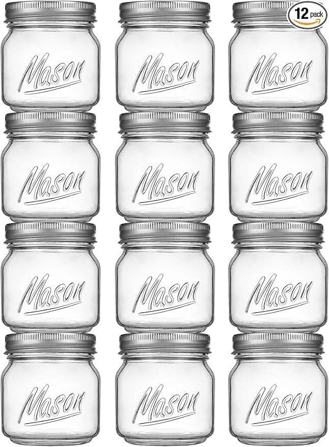 Mason Jars 10oz - 12Pack Glass Jars with Leak Proof & Food Grade Canning Jars for Spices, Dry Food Storage & DIY Crafts, Perfect for Home Cooks, Meal Prep, and Crafting Enthusiasts