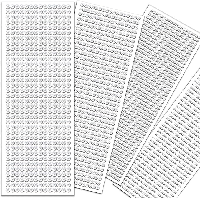 3090 Pcs 4 Sheets Pearl Rhinestone Stickers 3/4/5/6 mm Self Adhesive Craft Rhinestones Gems for Face Eyes Makeup Hair Body (White_pearl-3/4/5/6mm)