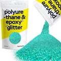 Hemway Polyurethane & Epoxy Resin Glitter 100g / 3.5oz Metallic Crystal Flake Additive for Flooring Jewelry Tumblers Glass Pigment - Microfine (1/256" 0.004" 0.1mm) - Turquoise Blue Holographic