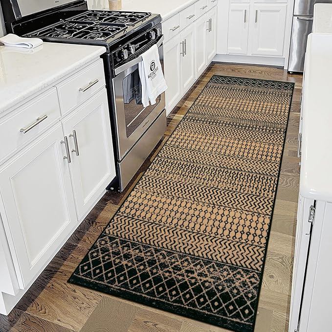 Moroccan Kitchen Runner Rug, 2x6 Ultra Soft Rugs Runners for Hallways Non Slip, Washable Bathroom Runner Rugs Vintage Rug for Kitchen Entryway Laundry Bedroom