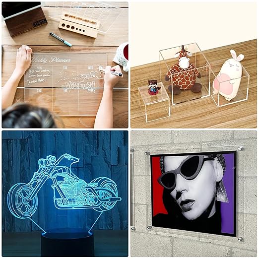 Clear Acrylic Sheet 18" x 24" x 1/8" Thick (3mm) Cast Plexiglass Panel Transparent Plastic Board for Craft, Display Projects, Wedding Sign, Laser Cutting, Engrave, Pack of 2