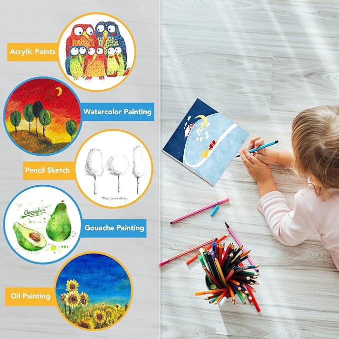 ESRICH Mini Canvases for Painting, 5x5In Canvas in Bulk 18Pack, 2/5In Profile Small Square Canvas, Blank Canvases are Great for School Projects and Kids Birthday Parties, Home Decor Project.