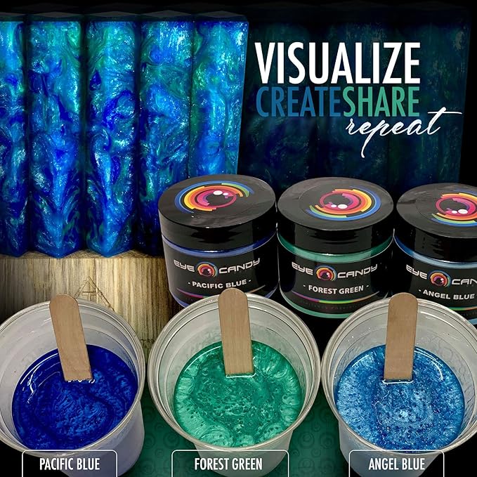 Eye Candy Pigments Premium Blue Mica Powder - Pacific Blue (50gr) - for Epoxy, Resin, Soap, Paint, Woodworking, Acrylic Pouring, Bath Bombs, Fishing Lures - DIY Arts and Crafts Additive