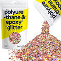 Hemway Glitter for Resin 100g Rose Gold Holographic Metallic Crystals for Epoxy Craft Super Chunky Flakes Tumblers Wax Melt