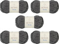 5 Skeins of Sensy Roving Yarn, 3.5 oz, 132 Yards, Gauge 5 Bulky (Dark Gray Heather)