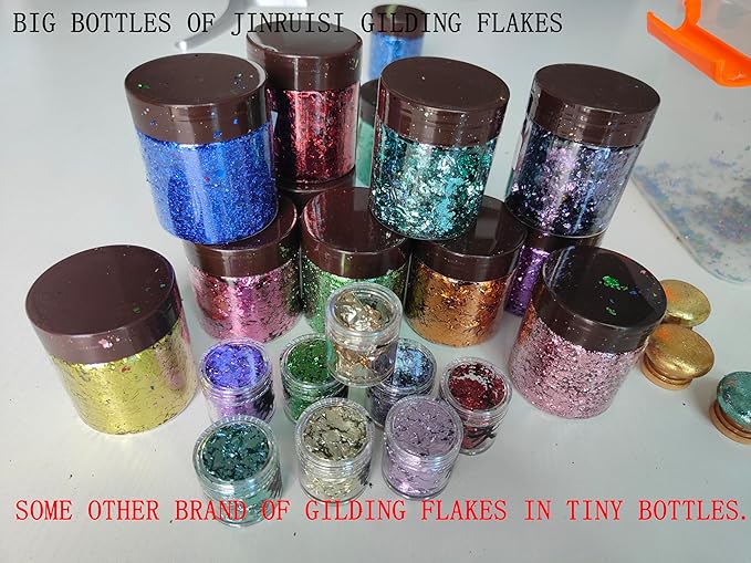 Gilding Flakes,Gold Foil Flakes for Resin,Blue Red Purple Pink Metallic Foil Flakes for Resin Jewelry Making,Nails,Painting Art,Crafts and Slime (Green)